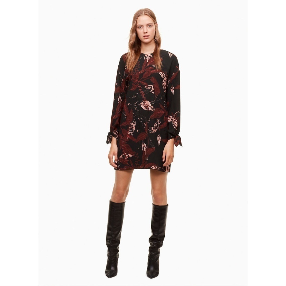 Wilfred CHARPONT Black Red Crepe Dress Size Large